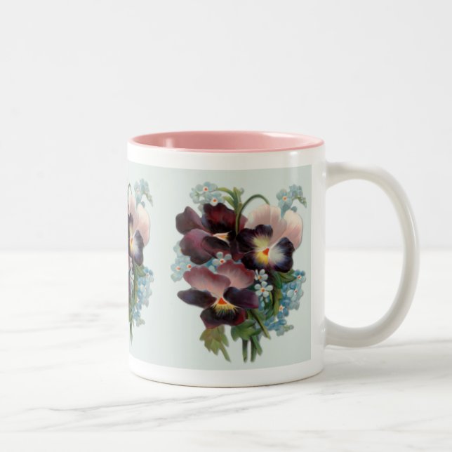 Pansy Bouquet Zweifarbige Tasse (Rechts)