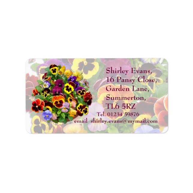 Pansy Display ~ Label Adressaufkleber (Vorne)