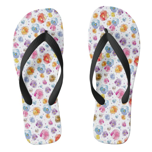 Pansy Floral Blume Spaß farbenfroh Flip Flops (Fußbett)