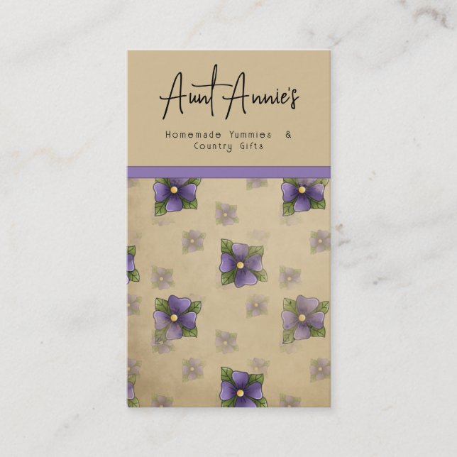 Pansy Floral Business Card Visitenkarte (Vorderseite)