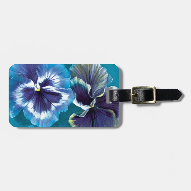 Pansy floral fine art botanic namens Gepäckanhänge Gepäckanhänger (Vorderseite horizontal)