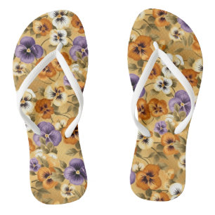 Pansy Floral Pattern Flip Flops