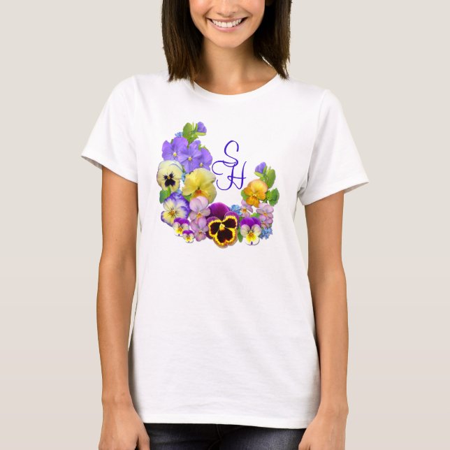 PANSY & FORGET-ME-NOT ~ Monogramm-T - Shirt (Vorderseite)