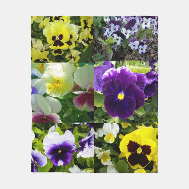 Pansy Foto Collage: Kaleidoskop der blühenden Schö Fleecedecke (Vorderseite)