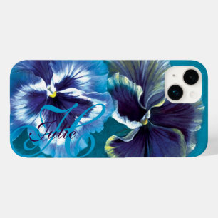Pansy Gemälde Blumenaqua blauer Name Case-Mate iPhone Hülle