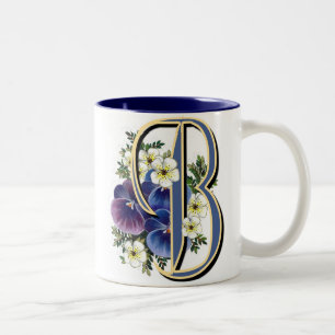 Pansy-Initiale - B Zweifarbige Tasse