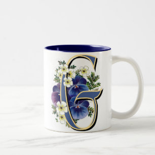 Pansy-Initiale - G Zweifarbige Tasse