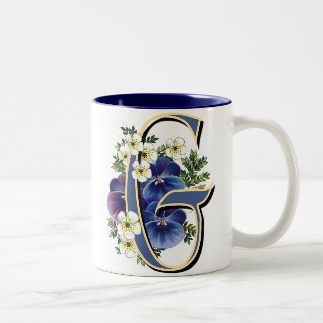 Pansy-Initiale - G Zweifarbige Tasse (Rechts)