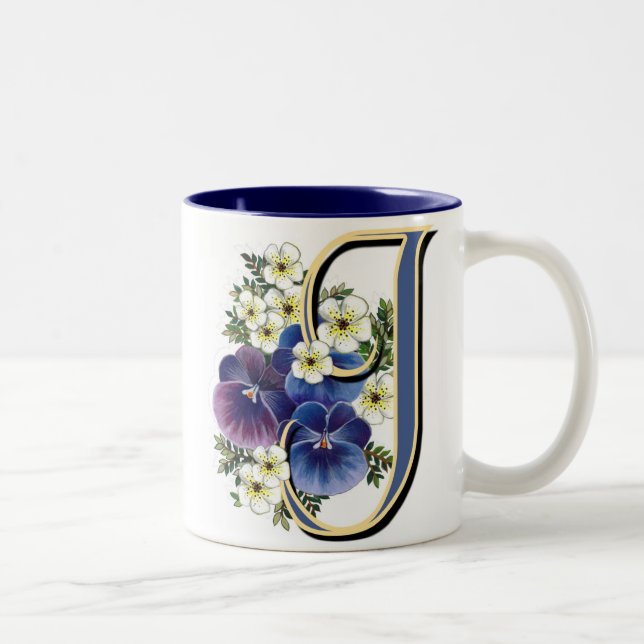 Pansy-Initiale - J Zweifarbige Tasse (Rechts)
