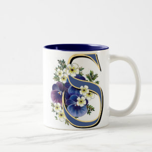 Pansy-Initiale - S Zweifarbige Tasse