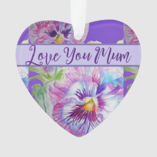 Pansy Lila Watercolor Hübsch Floral Blume Mum Ornament