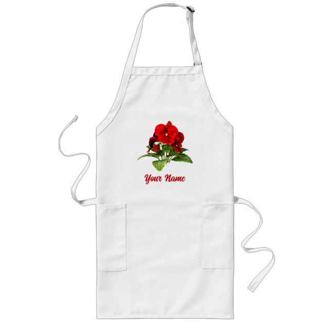 Pansy Lover Floral Personalisiert Custom Lange Schürze (Vorne)