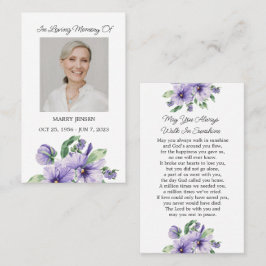 Pansy Memorial Photo Funeral Prayer Card Visitenkarte