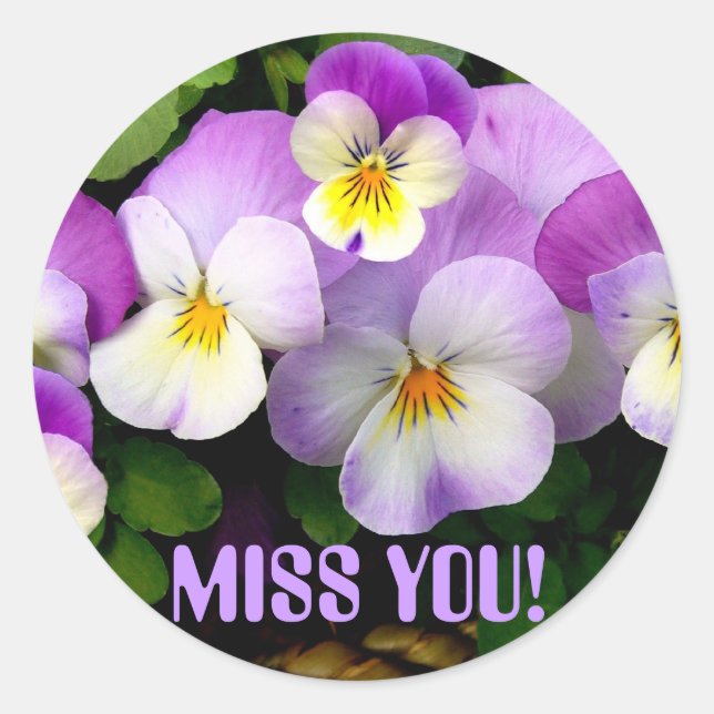 PANSY "Miss you!" ~ Umschlagsiegeler Runder Aufkleber (Vorderseite)