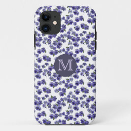 Pansy-Monogramm iPhone Fall 11 Hülle