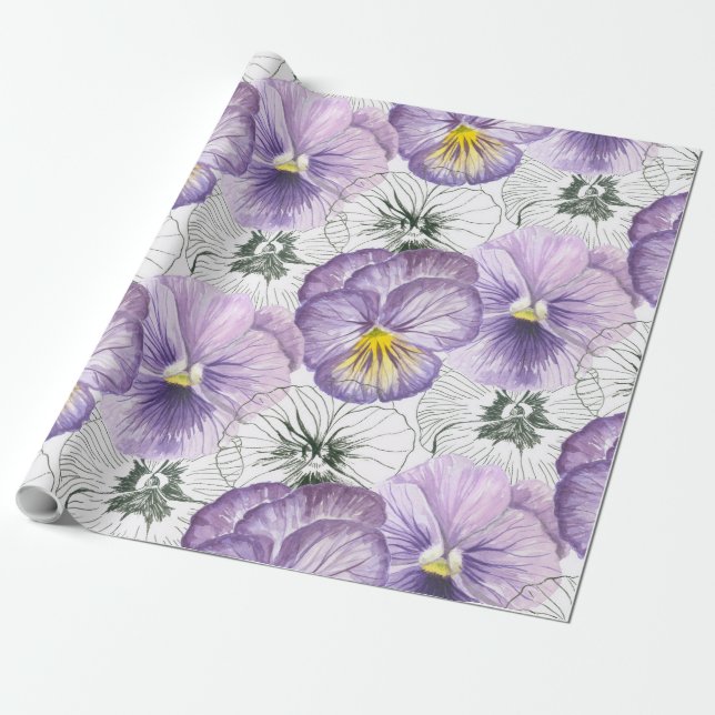 Pansy-Muster Geschenkpapier (Ungerollt)