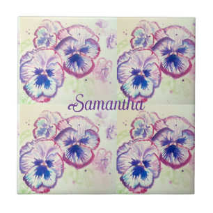 Pansy Panies Purple Flowers Fliese