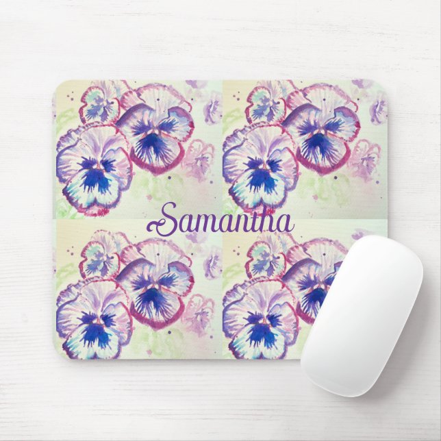 Pansy Panies Purple Flowers Mousepad (Mit Mouse)