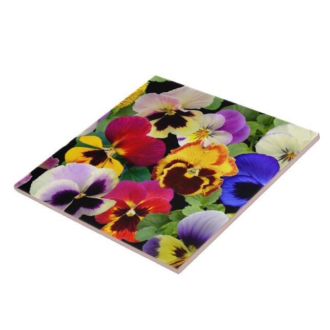 Pansy-Patchwork ~ Keramik-Fliese Fliese (Seite)