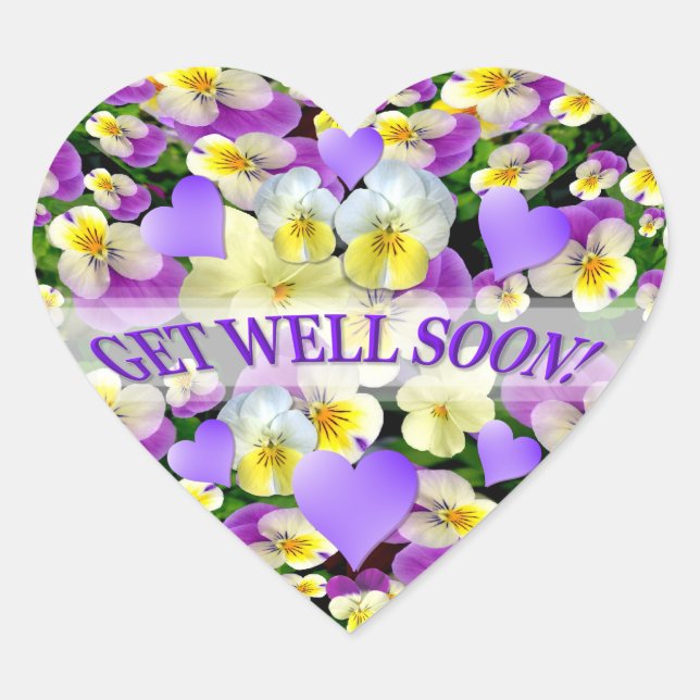 Pansy Perfect Get Well wünscht Herz-Aufkleber (Vorderseite)