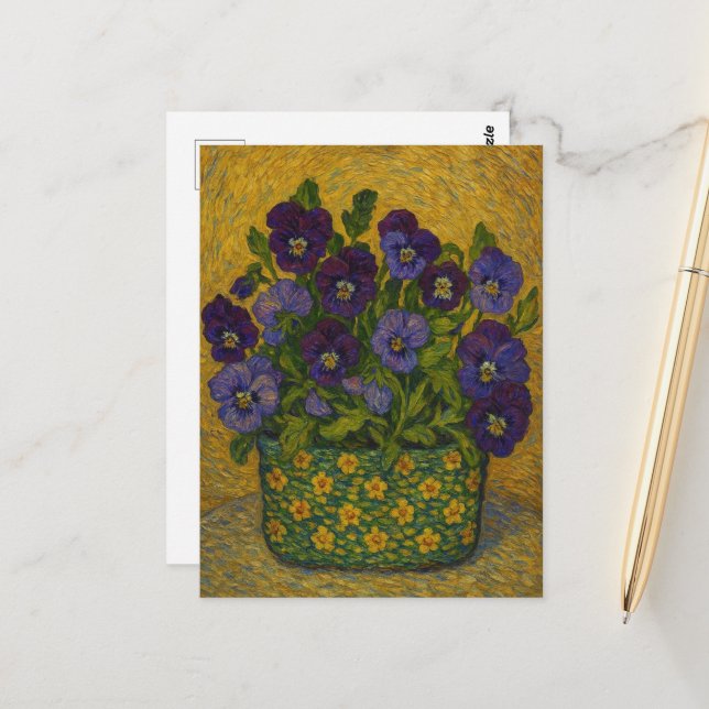 Pansy Postcard Postkarte (Vorderseite/Rückseite Beispiel)