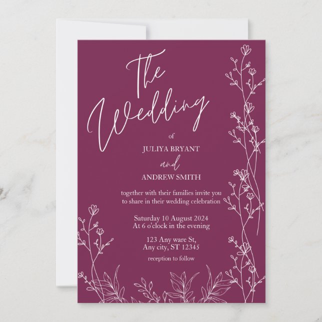Pansy Purple floral wedding Invitation Einladung (Vorderseite)