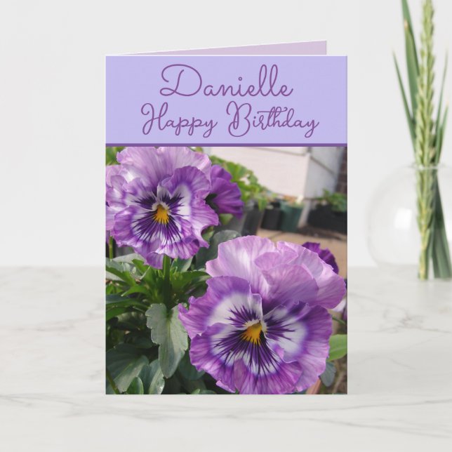 Pansy Purple Flower floral Girls Name Birthday Karte (Vorderseite)