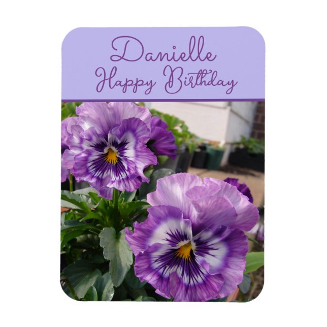 Pansy Purple Flower floral Girls Name Birthday Magnet (Vertikal)