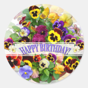 PANSY SCHAUTY BIRTHDAY GREETY RUNDER AUFKLEBER
