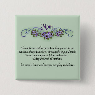Pansy Scrolls Muttertag Button