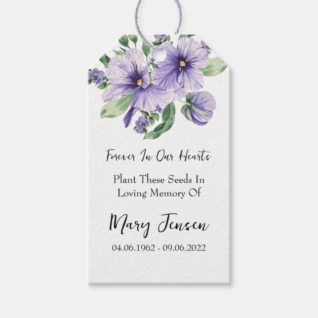 Pansy Seed Packet Memorial Begräbnismarken Geschenkanhänger (Vorderseite)
