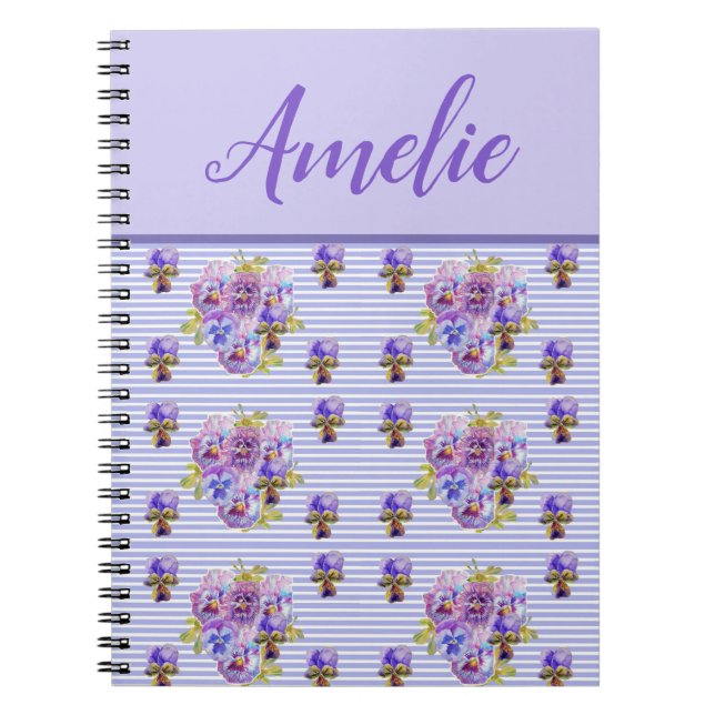 Pansy Shabby Viola Lila Vintage Blume Notizblock (Vorderseite)