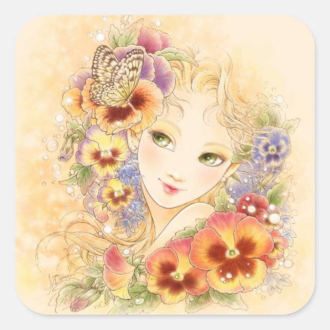 Pansy Square Sticker (Vorderseite)