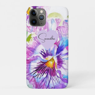 Pansy Stiefmütterchen Blume Wasserfarben Lila Kuns Case-Mate iPhone Hülle