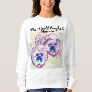 Pansy Stiefmütterchen Lila Aquarell Blume Blumenro Sweatshirt