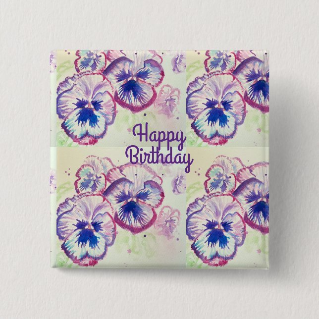 Pansy Stiefmütterchen Lila Blume Blumenrosa Button (Vorderseite)