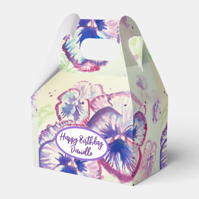 Pansy Stiefmütterchen Lila Blume Blumenrosa Geschenkschachtel (Vorderseite)