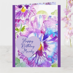 Pansy Stiefmütterchen Lila Blume Geburtstagskinder Karte