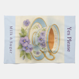 Pansy Teacup Tea Towel – Vintage Milk & Sugar Kitc Geschirrtuch
