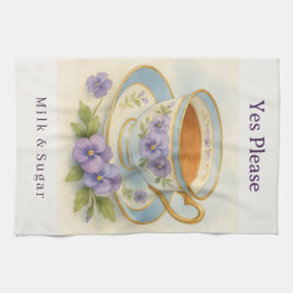 Pansy Teacup Tea Towel | Yes Please Milk & Sugar Geschirrtuch