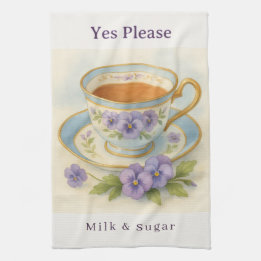 Pansy Teacup Tea Towel | Yes Please Milk & Sugar Geschirrtuch
