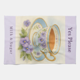 Pansy Teacup Tea Towel | Yes Please Milk & Sugar Geschirrtuch