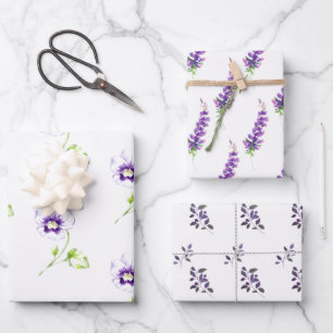 Pansy und Lavendel Sortiment von Schleifpapier Geschenkpapier Set