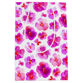 Pansy viola rosa Aquarelltasche Mittlere Geschenktüte