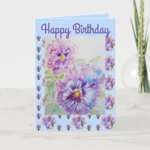 Pansy Viola violas Violet floral lila Wasserfarbe Karte