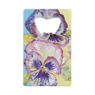 Pansy Wasserfarbmuster auf rosa und blassgelb Geldbeutel Flaschenöffner