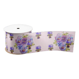 Pansy Watercolor Baby Pink Hübsch blühend Satinband