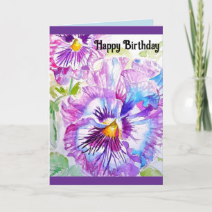 Pansy Watercolor Blume Floral Geburtstagkarte Karte