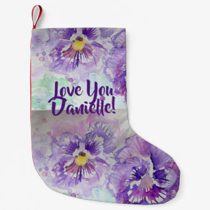 Pansy Watercolor Blume Floral Liebe Sie Strumpf Kleiner Weihnachtsstrumpf