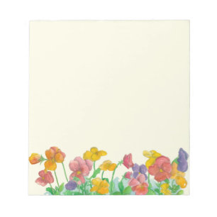 Pansy Watercolor Blume Rainbow Colors Notizblock
